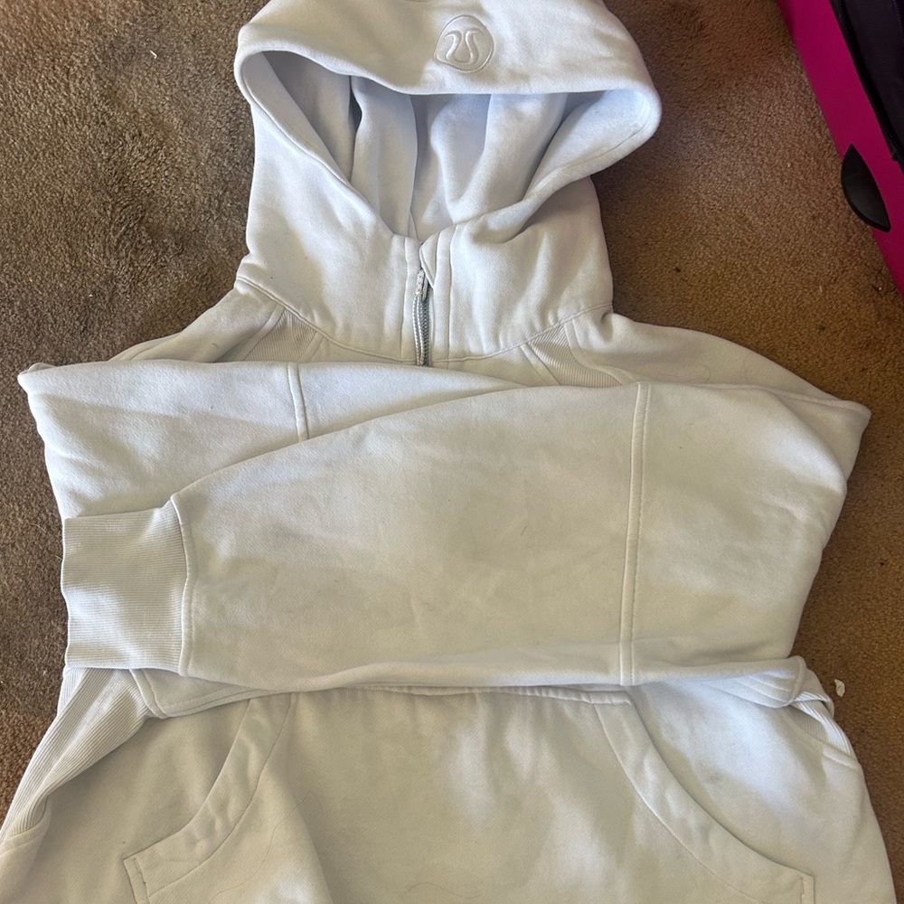 Lululemon White Scuba Oversized Half-Zip Hoodie with Logo